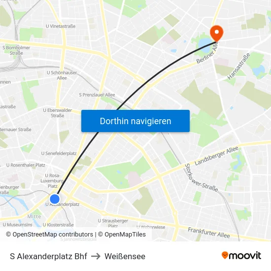 S Alexanderplatz Bhf to Weißensee map