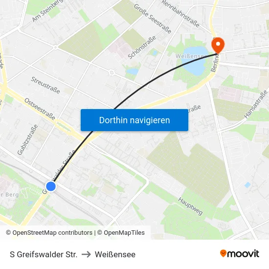 S Greifswalder Str. to Weißensee map