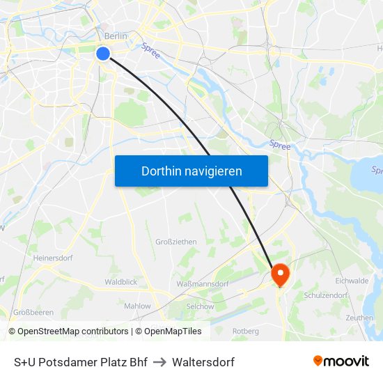 S+U Potsdamer Platz Bhf to Waltersdorf map