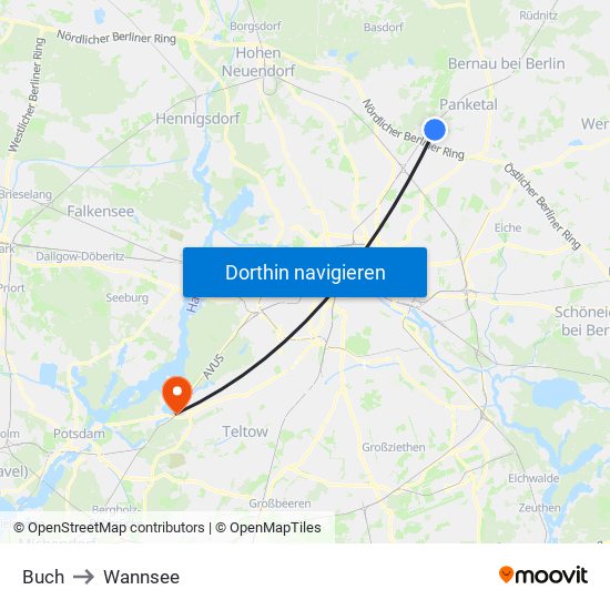 Buch to Wannsee map