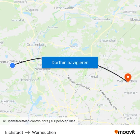 Eichstädt to Werneuchen map