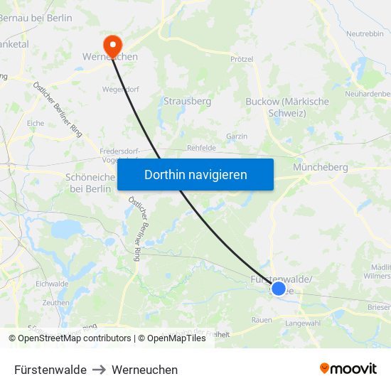 Fürstenwalde to Werneuchen map