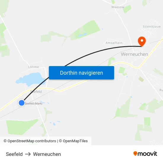 Seefeld to Werneuchen map