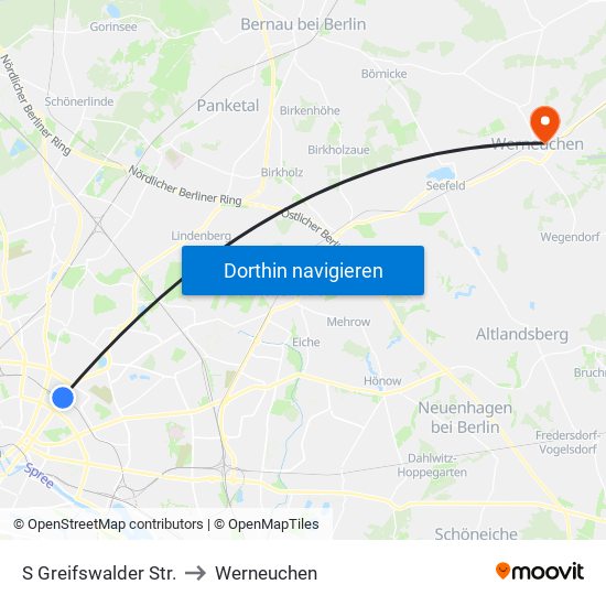 S Greifswalder Str. to Werneuchen map