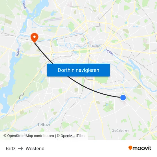 Britz to Westend map
