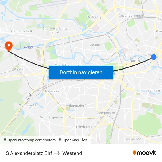 S Alexanderplatz Bhf to Westend map