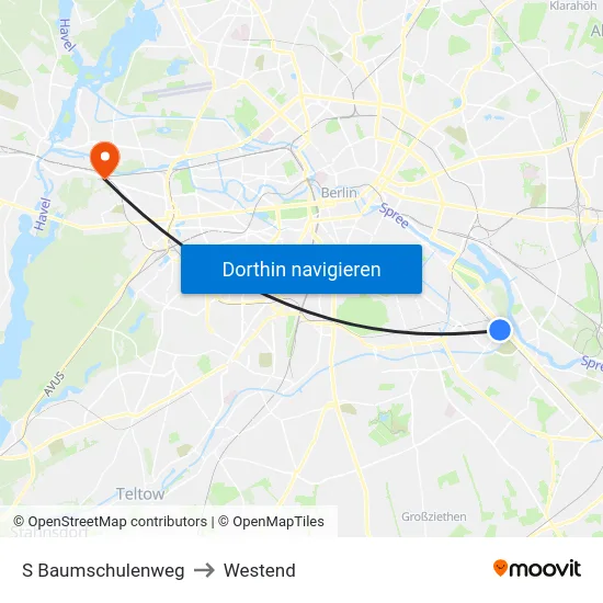 S Baumschulenweg to Westend map