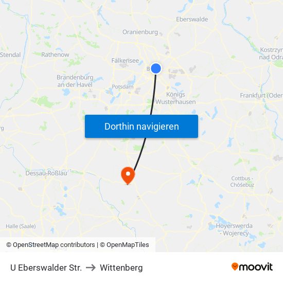 U Eberswalder Str. to Wittenberg map