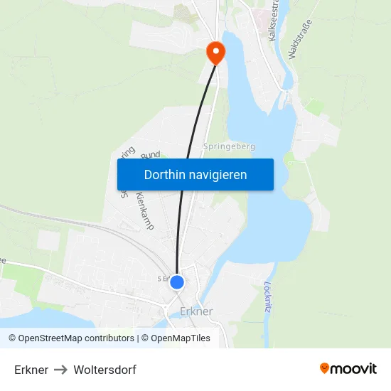 Erkner to Woltersdorf map