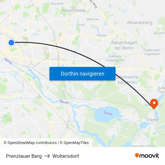Prenzlauer Berg to Woltersdorf map