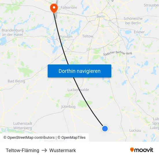 Teltow-Fläming to Wustermark map