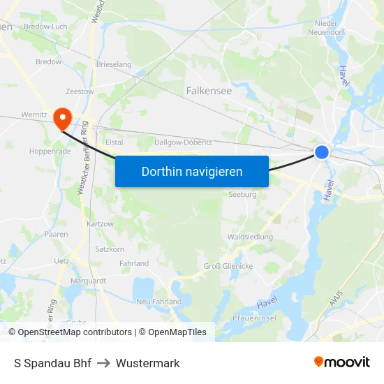 S Spandau Bhf to Wustermark map
