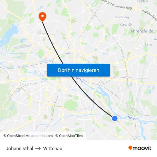 Johannisthal to Wittenau map