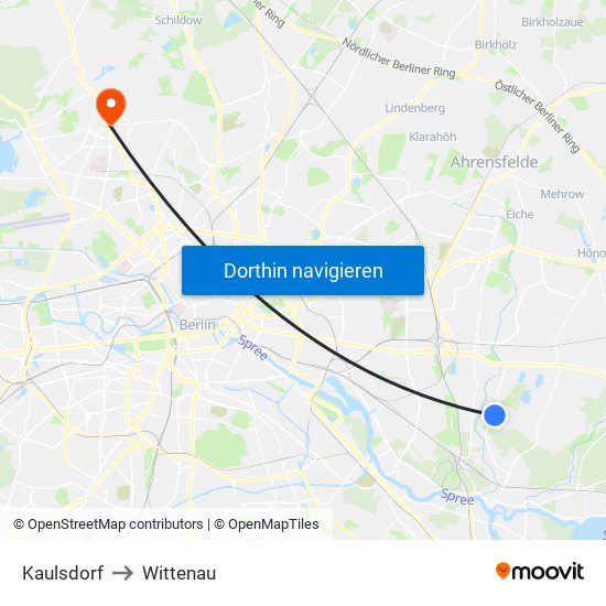 Kaulsdorf to Wittenau map