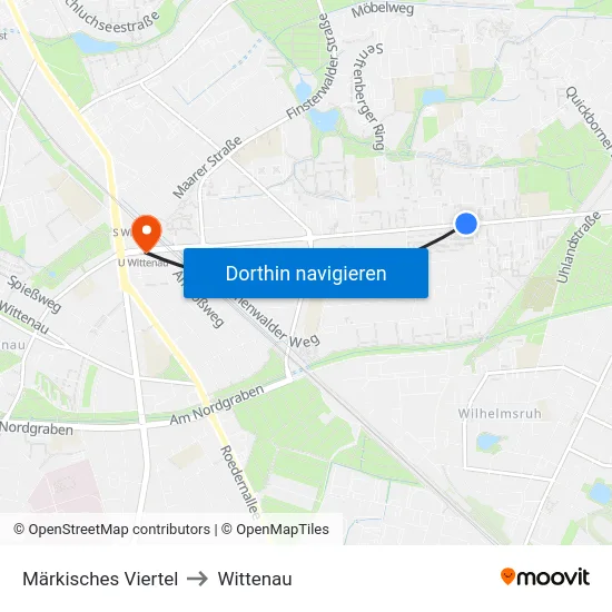 Märkisches Viertel to Wittenau map