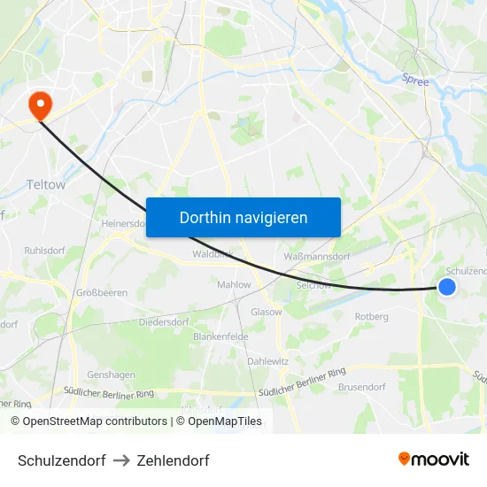 Schulzendorf to Zehlendorf map