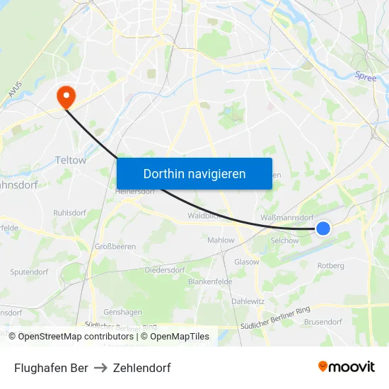 Flughafen Ber to Zehlendorf map