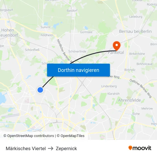 Märkisches Viertel to Zepernick map