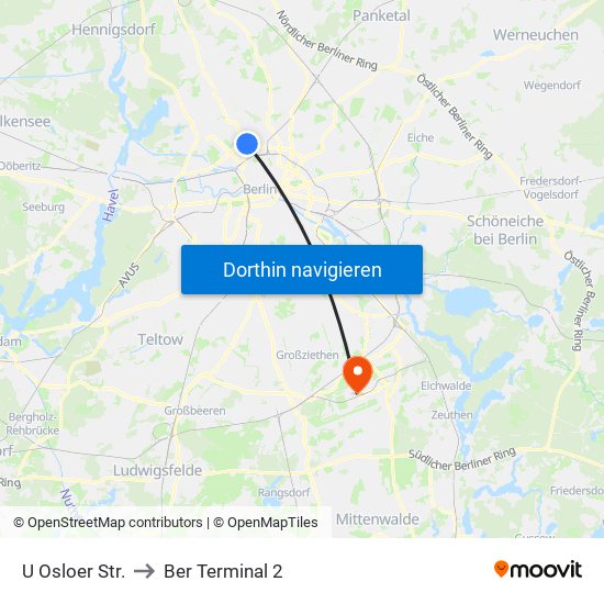 U Osloer Str. to Ber Terminal 2 map