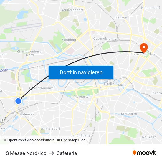 S Messe Nord/Icc to Cafeteria map