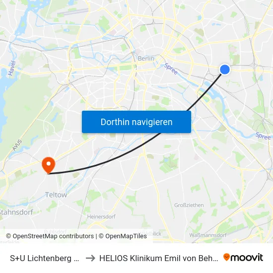 S+U Lichtenberg Bhf to HELIOS Klinikum Emil von Behring map