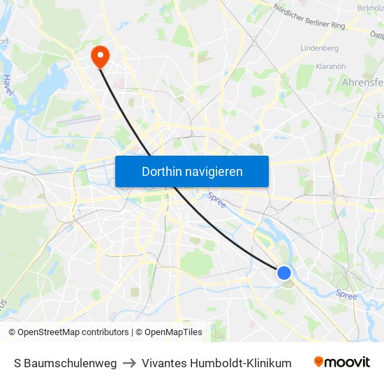 S Baumschulenweg to Vivantes Humboldt-Klinikum map