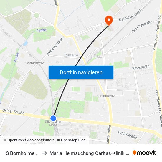 S Bornholmer Str. to Maria Heimsuchung Caritas-Klinik Pankow map