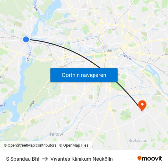 S Spandau Bhf to Vivantes Klinikum Neukölln map