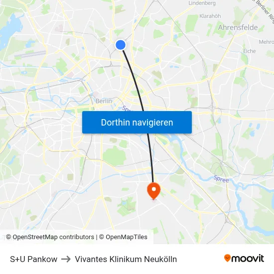 S+U Pankow to Vivantes Klinikum Neukölln map