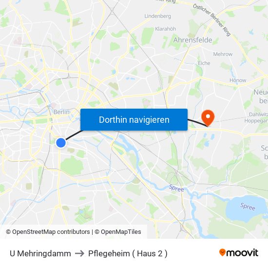 U Mehringdamm to Pflegeheim ( Haus 2 ) map