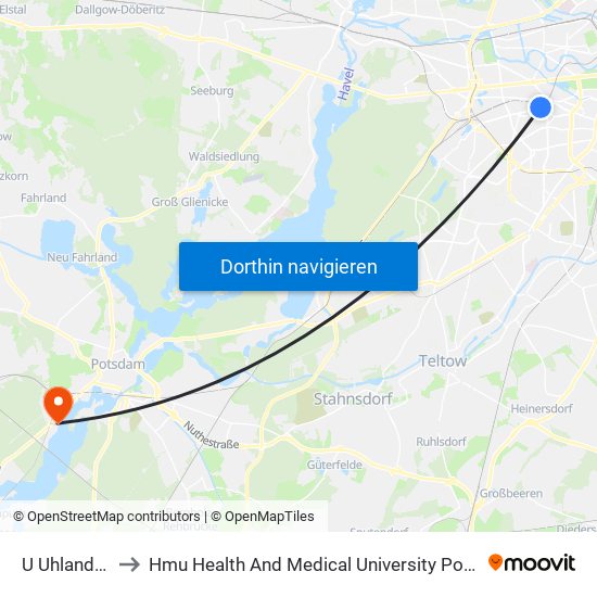 U Uhlandstr. to Hmu Health And Medical University Potsdam map