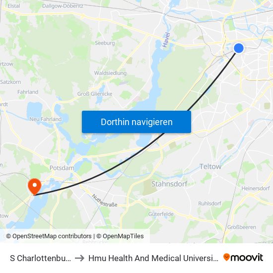 S Charlottenburg Bhf to Hmu Health And Medical University Potsdam map