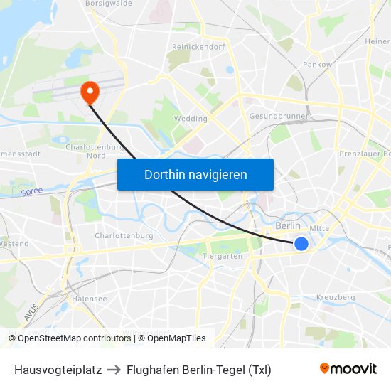 Hausvogteiplatz to Flughafen Berlin-Tegel (Txl) map