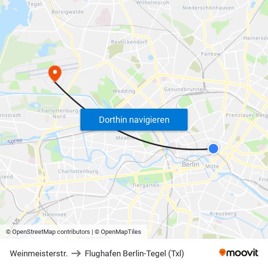 Weinmeisterstr. to Flughafen Berlin-Tegel (Txl) map