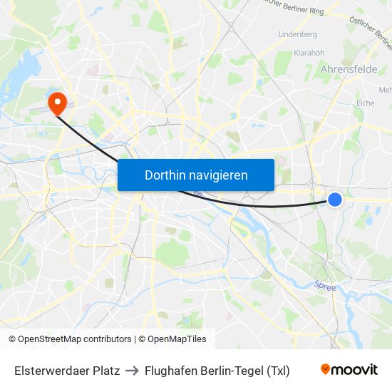 Elsterwerdaer Platz to Flughafen Berlin-Tegel (Txl) map