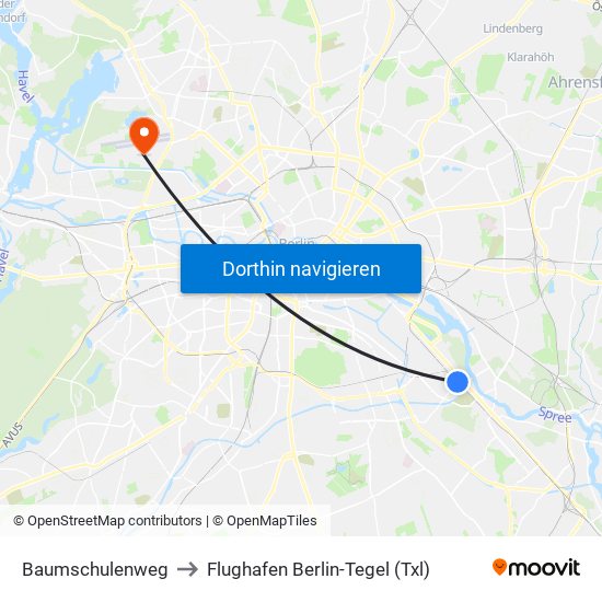 Baumschulenweg to Flughafen Berlin-Tegel (Txl) map