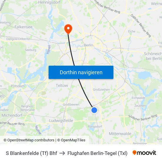 S Blankenfelde (Tf) Bhf to Flughafen Berlin-Tegel (Txl) map