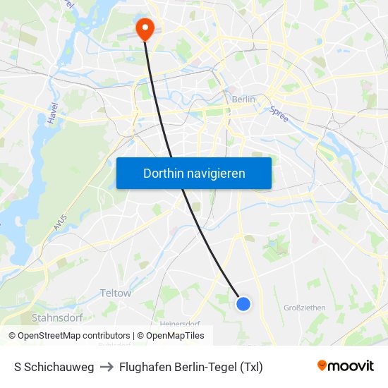 S Schichauweg to Flughafen Berlin-Tegel (Txl) map