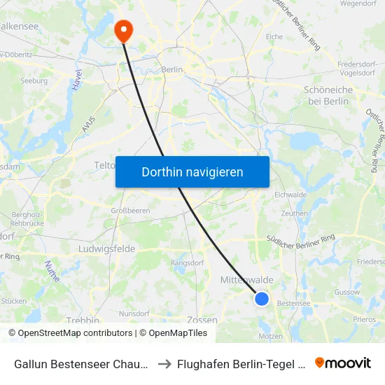 Gallun Bestenseer Chaussee to Flughafen Berlin-Tegel (Txl) map
