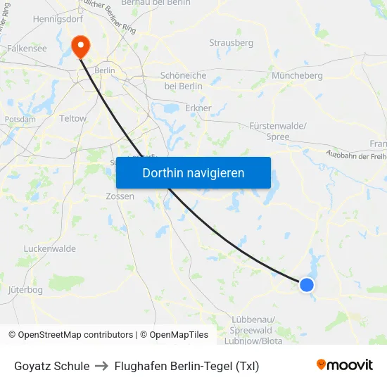 Goyatz Schule to Flughafen Berlin-Tegel (Txl) map