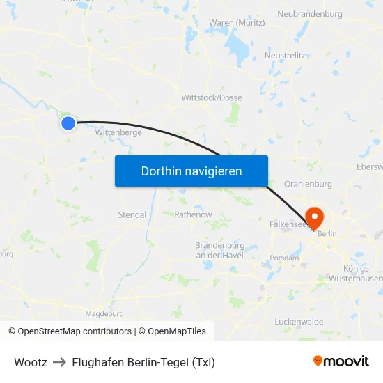 Wootz to Flughafen Berlin-Tegel (Txl) map