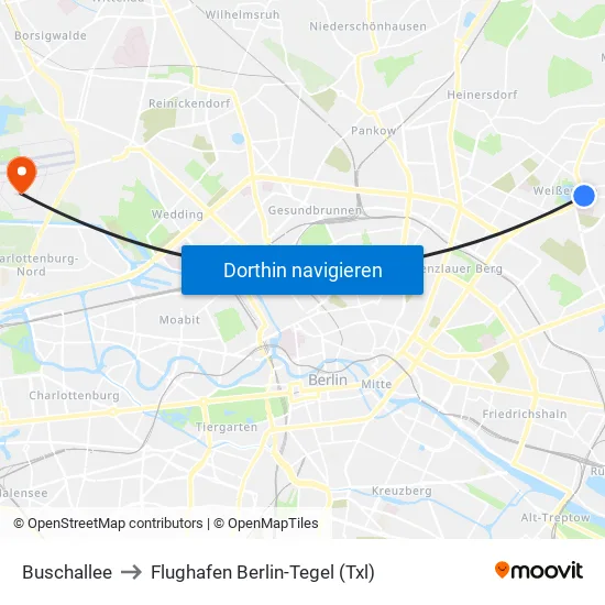 Buschallee to Flughafen Berlin-Tegel (Txl) map