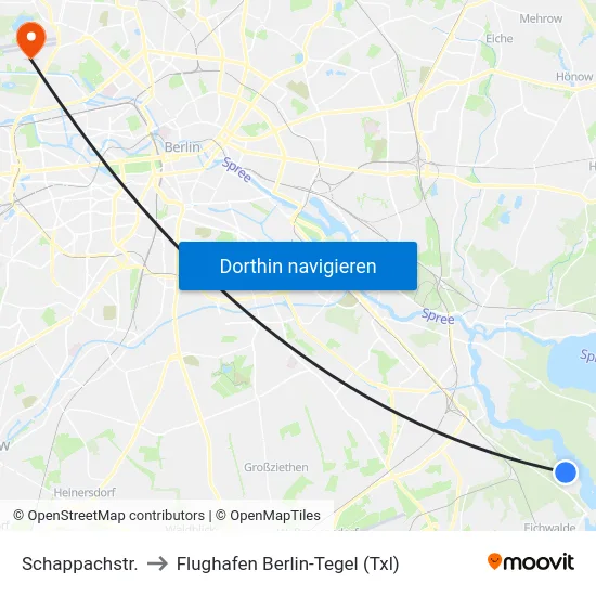 Schappachstr. to Flughafen Berlin-Tegel (Txl) map