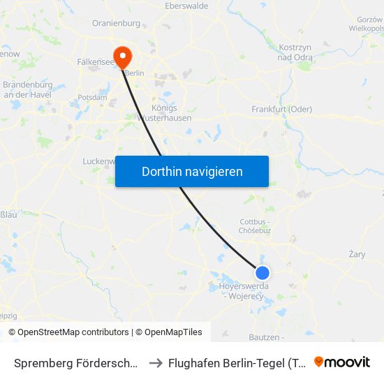 Spremberg Förderschule to Flughafen Berlin-Tegel (Txl) map