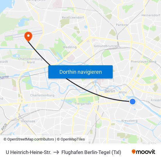 U Heinrich-Heine-Str. to Flughafen Berlin-Tegel (Txl) map