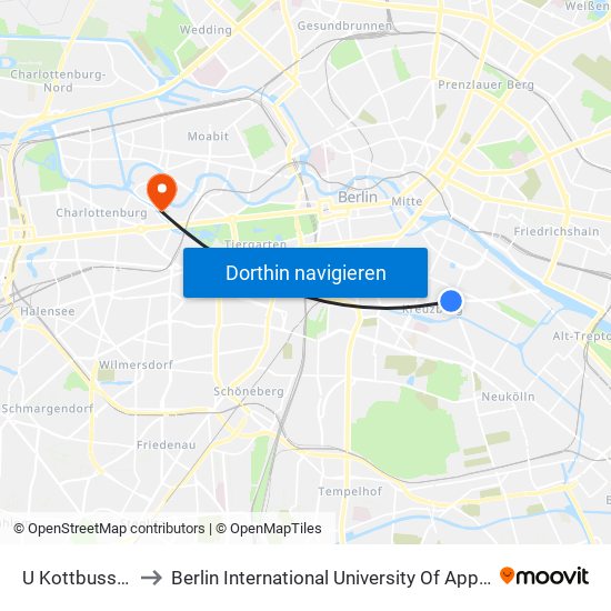 U Kottbusser Tor to Berlin International University Of Applied Sciences map