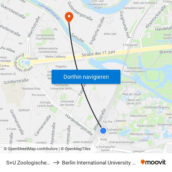 S+U Zoologischer Garten Bhf to Berlin International University Of Applied Sciences map
