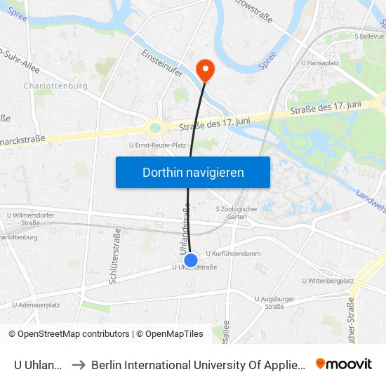 U Uhlandstr. to Berlin International University Of Applied Sciences map