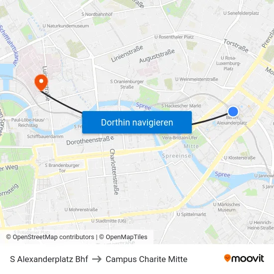 S Alexanderplatz Bhf to Campus Charite Mitte map