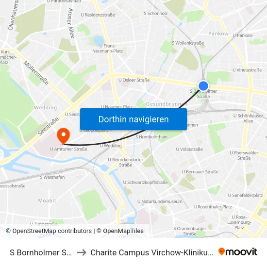 S Bornholmer Str. to Charite Campus Virchow-Klinikum map